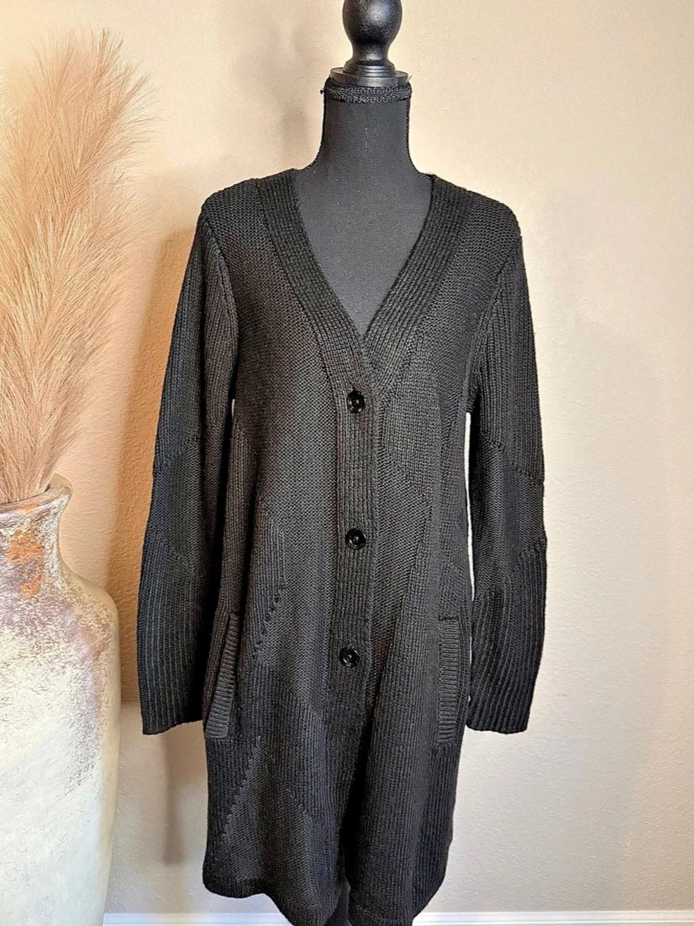 White House Black Market Black Knit Cardigan Size Medium NWT